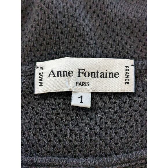 Anne Fontaine Mesh‎ Blouse Size 1 Black White Bell Sleeve H03714 Crew Neck Sheer - Picture 4 of 12